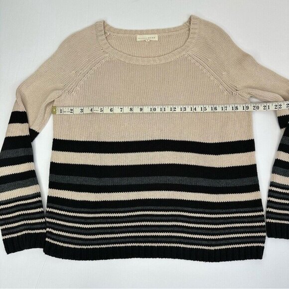 Covered by Suss Women's Cream Striped Scoop Neck Old Money Knit Sweater S/C39 - Picture 10 of 11